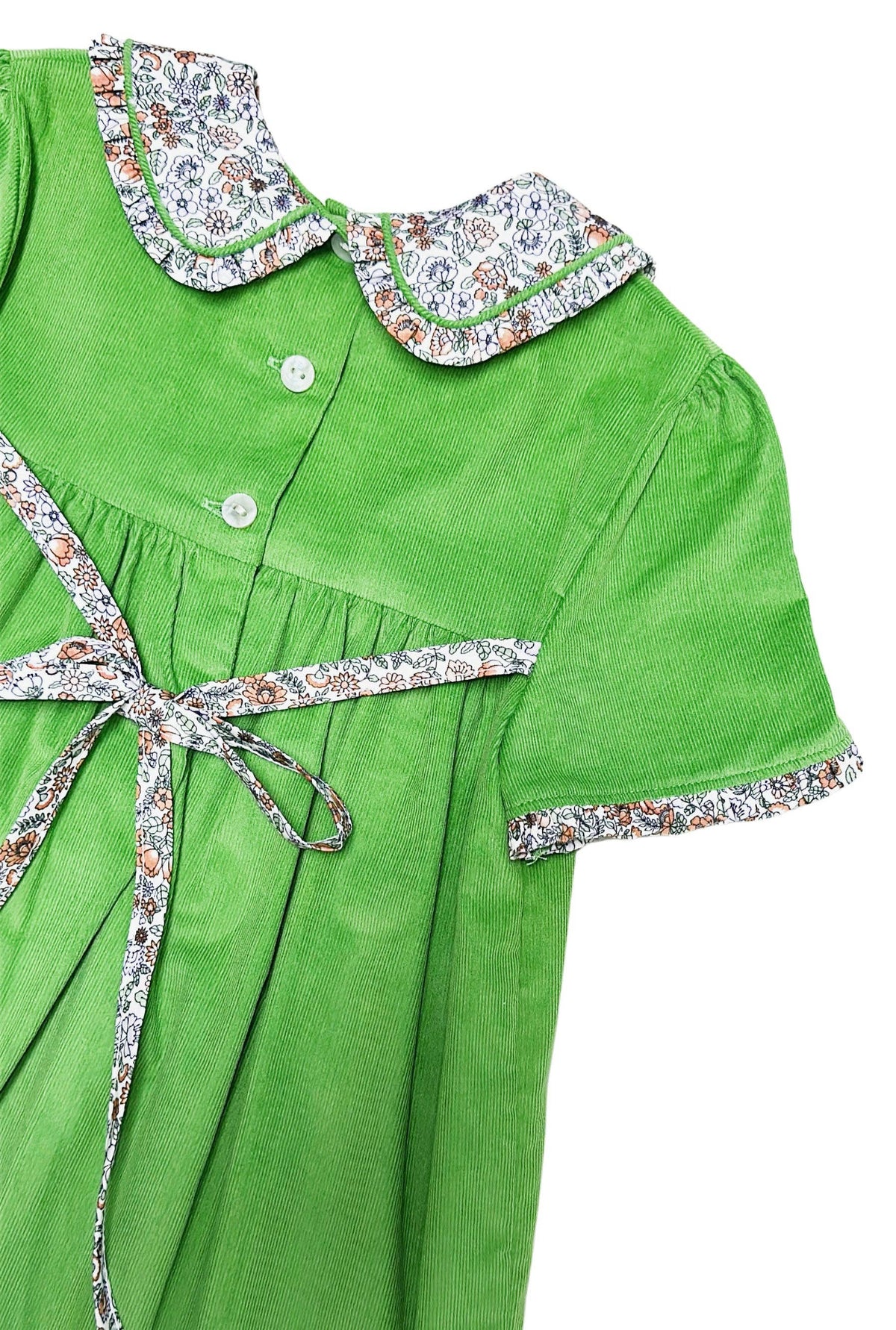 Fall Green leaf corduroy girl's dress.