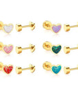 Screwback Stud Earrings - Nora Heart Pink