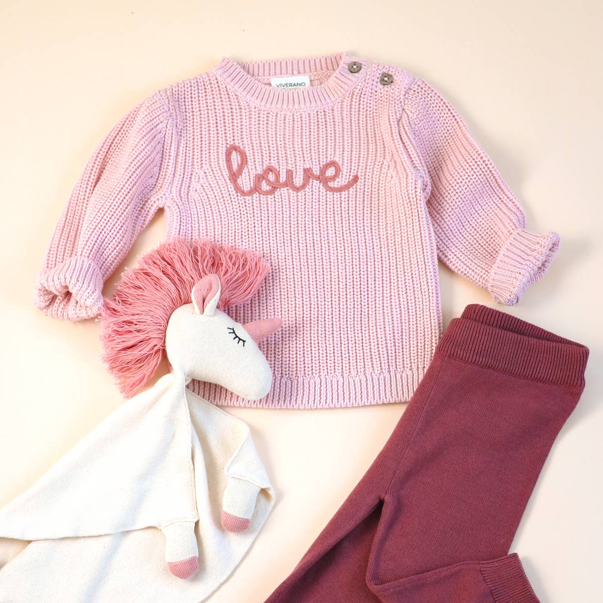 Love Embroidered Sweater Knit Baby Pullover (Organic Cotton)