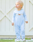 Boys Puppy Romper - Blue Stripe
