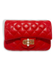 Pearl Closure Quilted Purse Black or Red