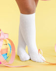 White Cable Knit Knee High Socks