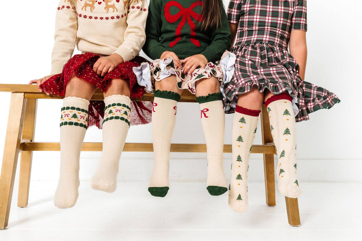Tree Farm Scalloped Knee Socks