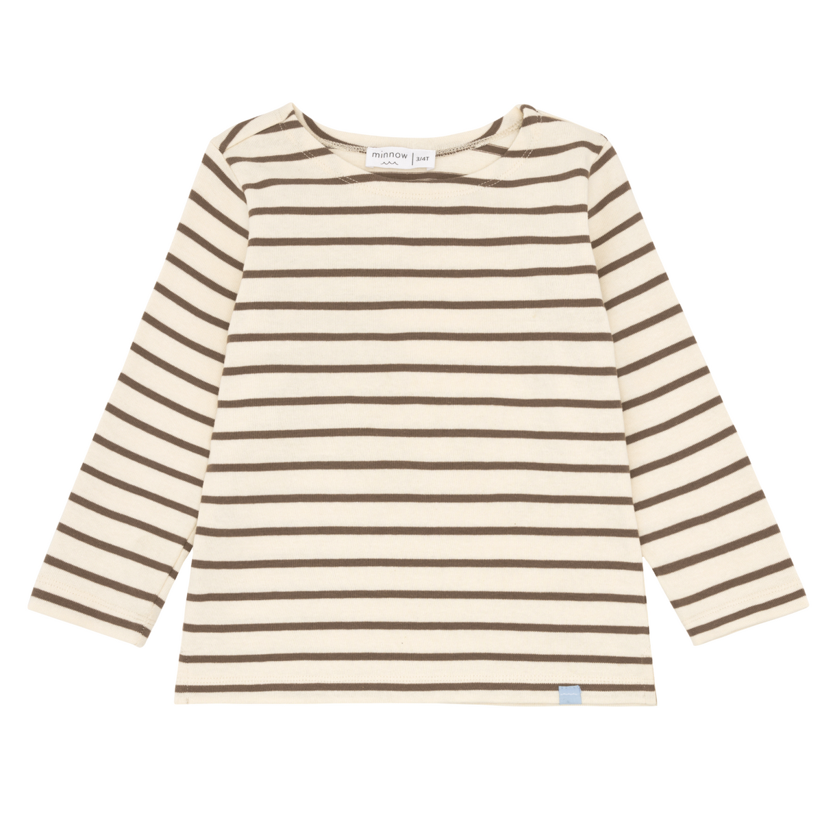 Unisex Brown and Crème Breton Stipe Long Sleeve Tee