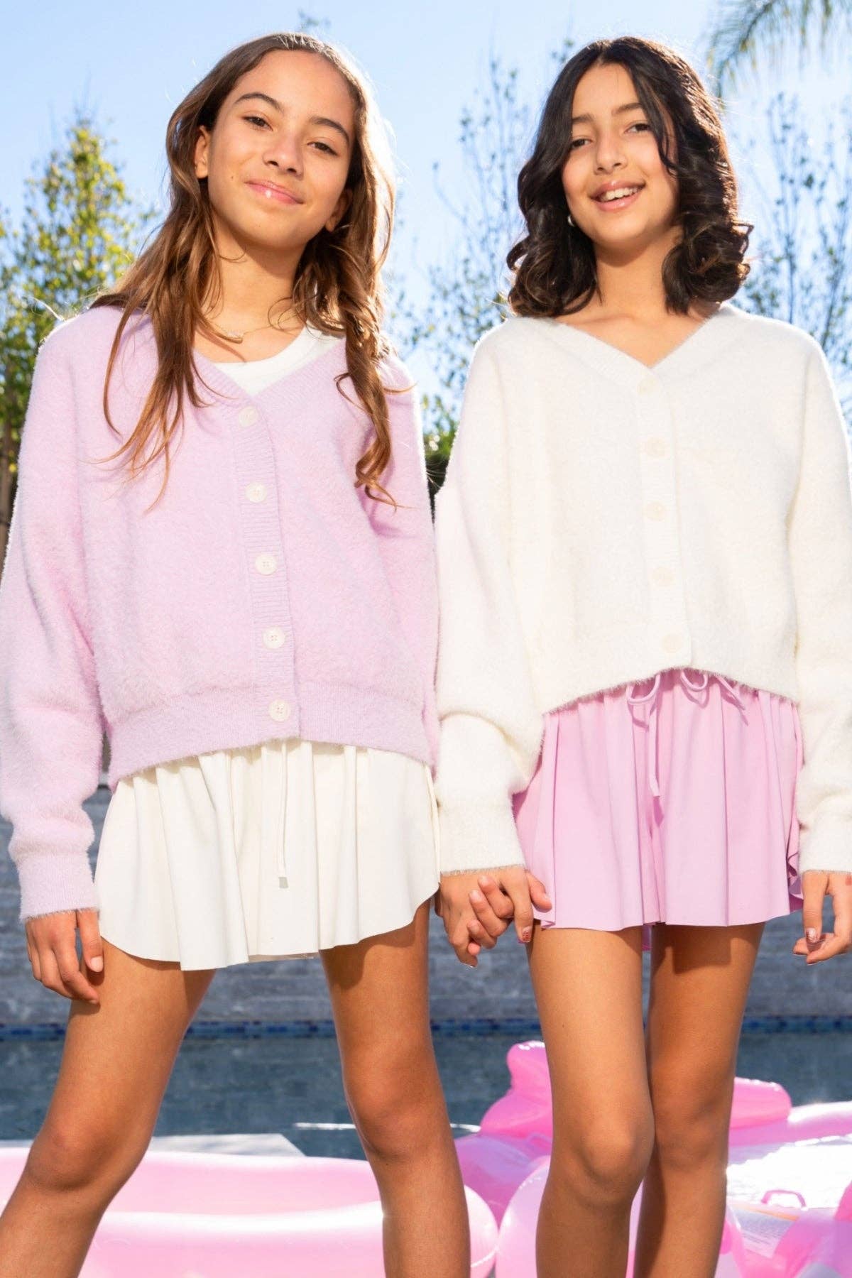 Fuzzy Soft Cardigan Sweater Ivory