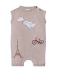 Paris Embroidered Baby Knit Romper (Organic Cotton)