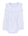 Gingham Dots Smocked Sleeveless Bubble in Light Blue