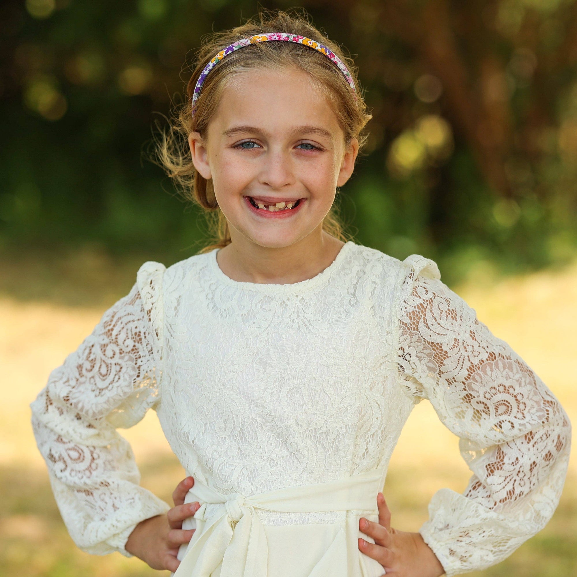 Thin Floral Headband - Non Slip Hair Accessories for Kids