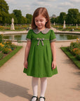 Fall Green leaf corduroy girl's dress.