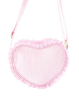 Heart Purse, Seersucker Pink