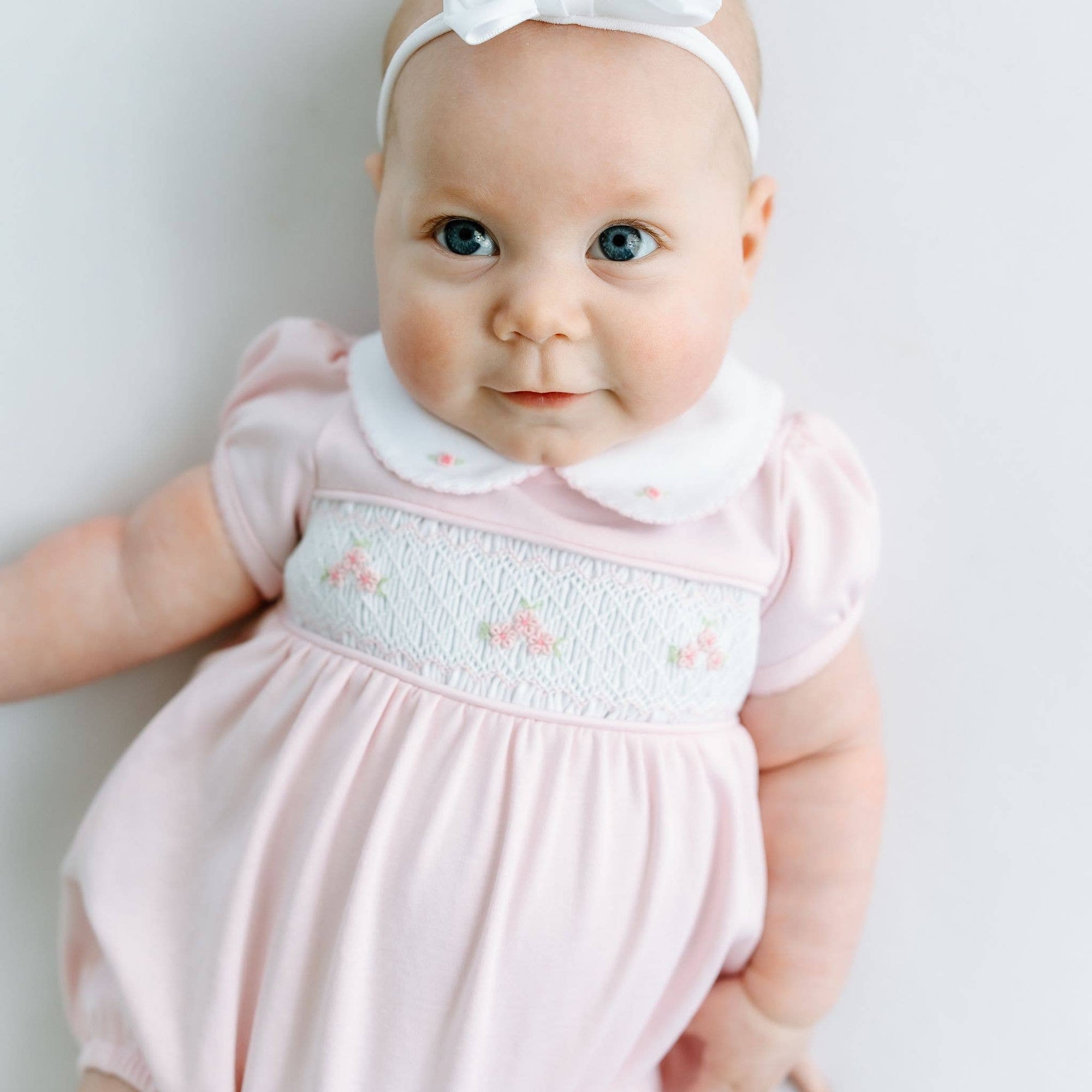 Willow's Classics Smocked Short Sleeve Bubble - Pink