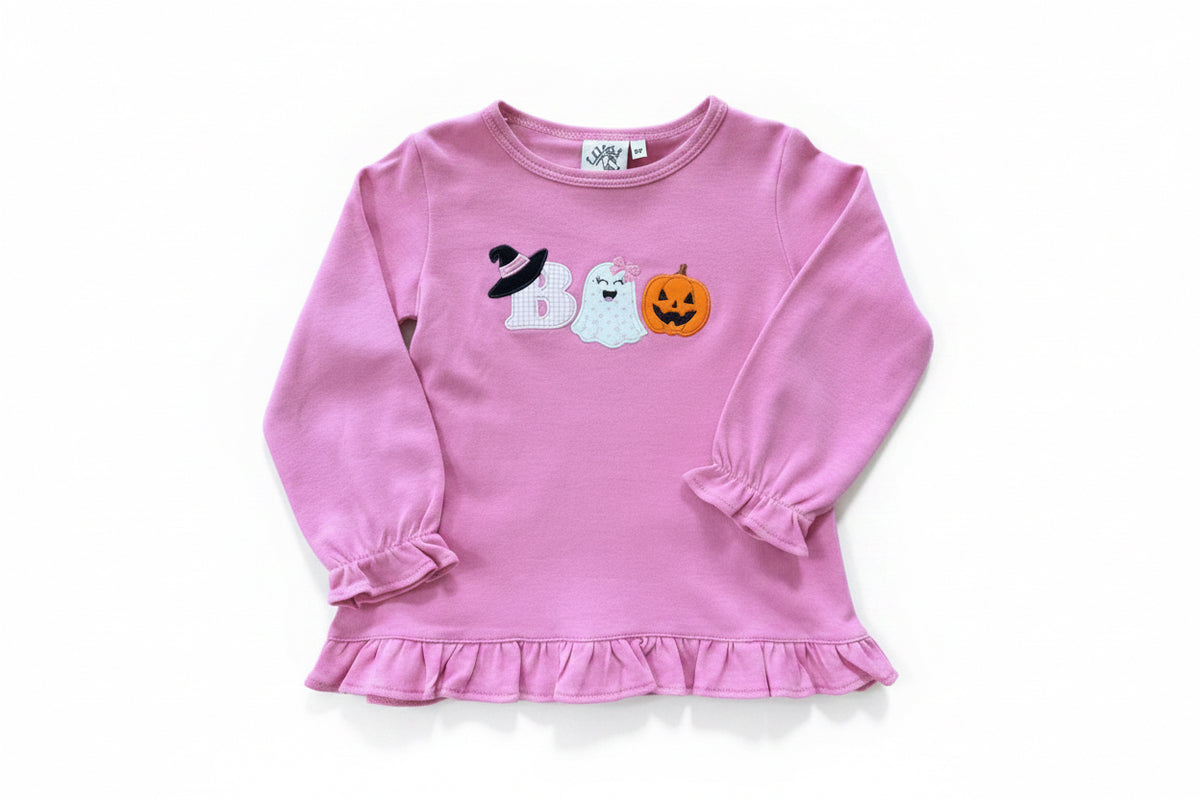 "Boo" on Pink Swingtop