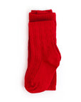 Bright Red Cable Knit Tights