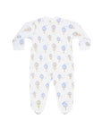 Blue Balloons Print Zipper Footie