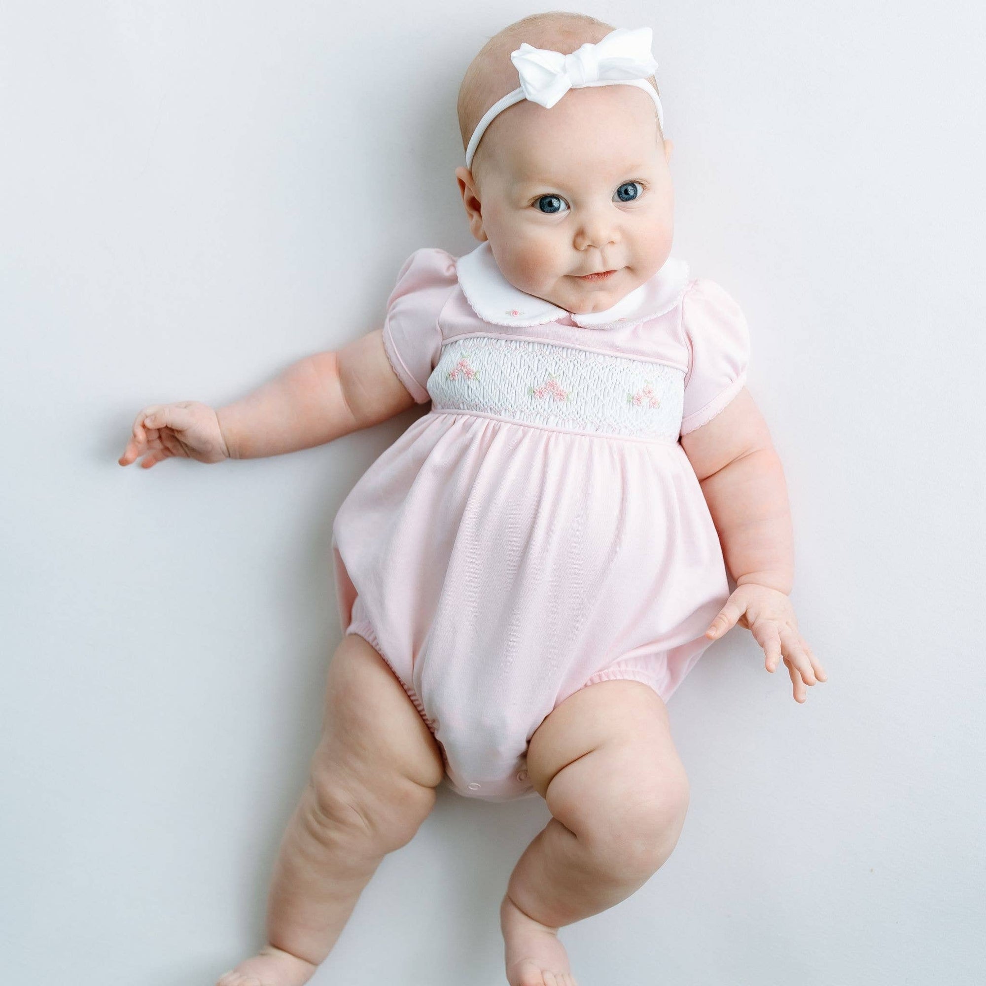 Willow's Classics Smocked Short Sleeve Bubble - Pink