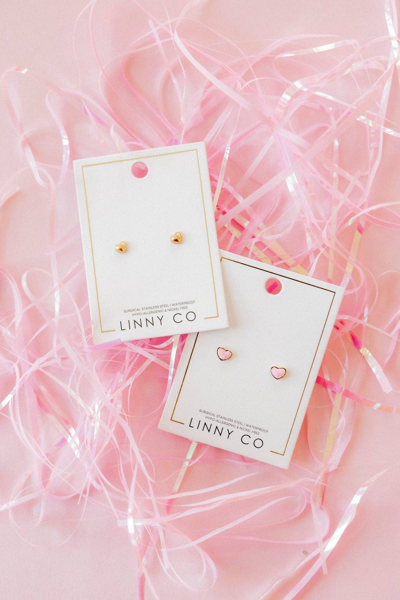 Screwback Stud Earrings - Nora Heart Pink