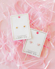 Screwback Stud Earrings - Nora Heart Pink
