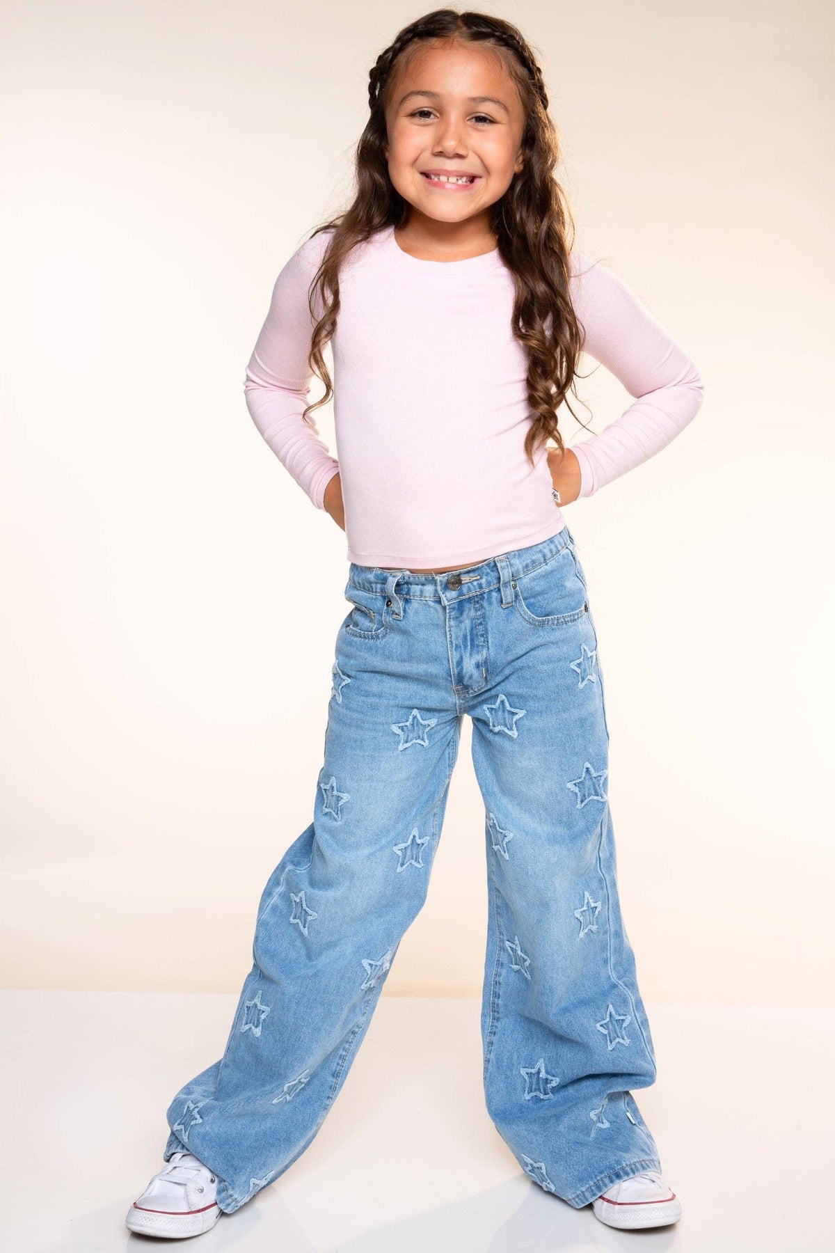 Relaxed Wide Leg Jeans Medium Wash Blue Star