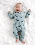 Zip Romper- Blue Whale
