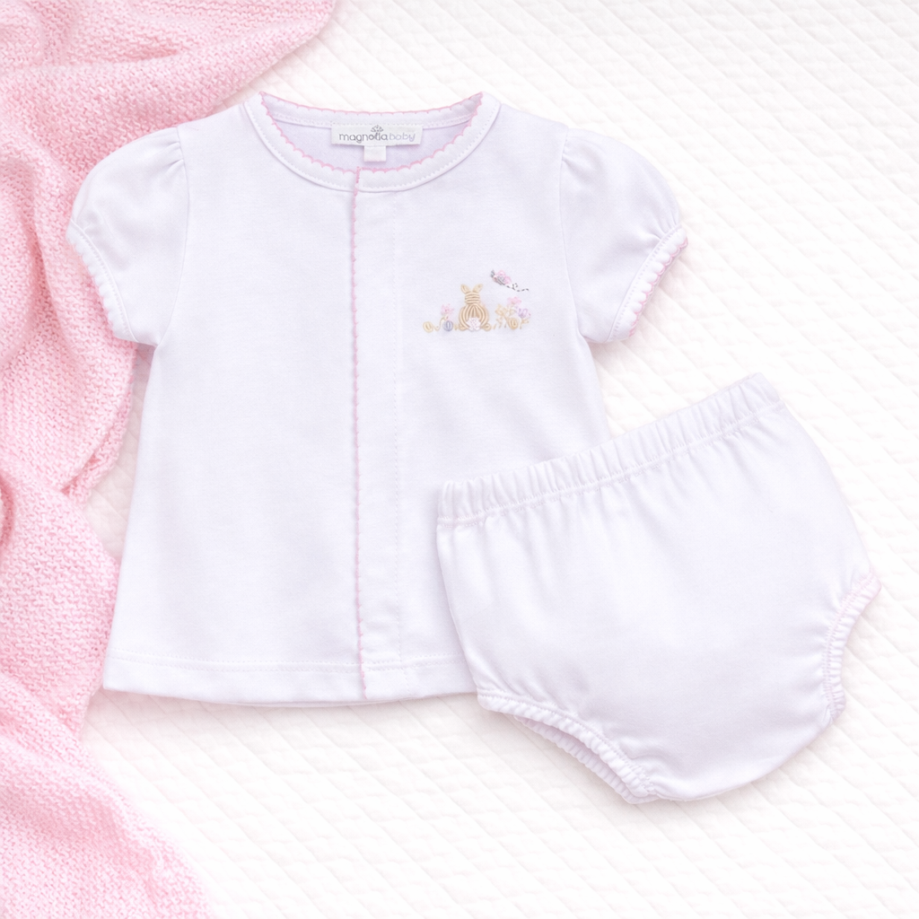 Bunny's Basket Diaper Cover Set - Pink