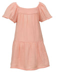 Peach Flutter Sleeve Beach Dress