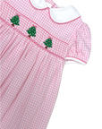 GIRLS HAND SMOCKED DRESS CHRISTMAS TREE