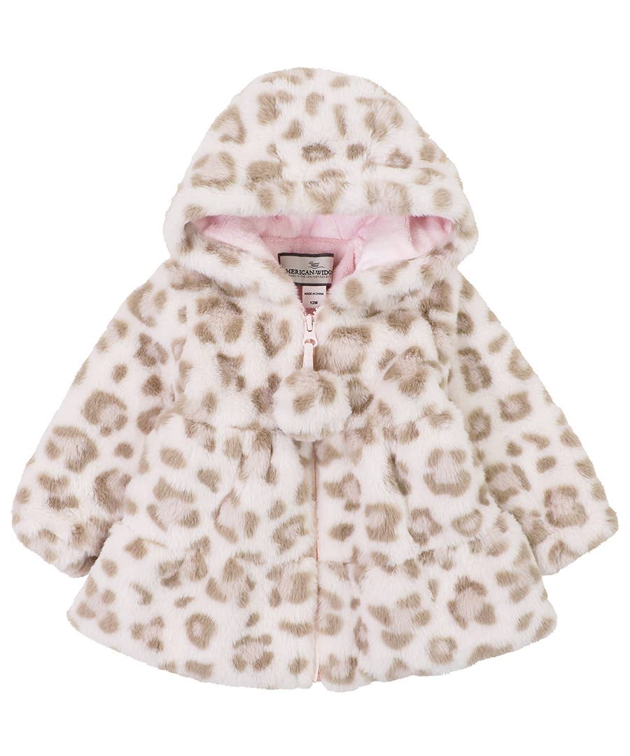 New!American Widgeon Hooded Faux Fur Swing Coat with PomPon