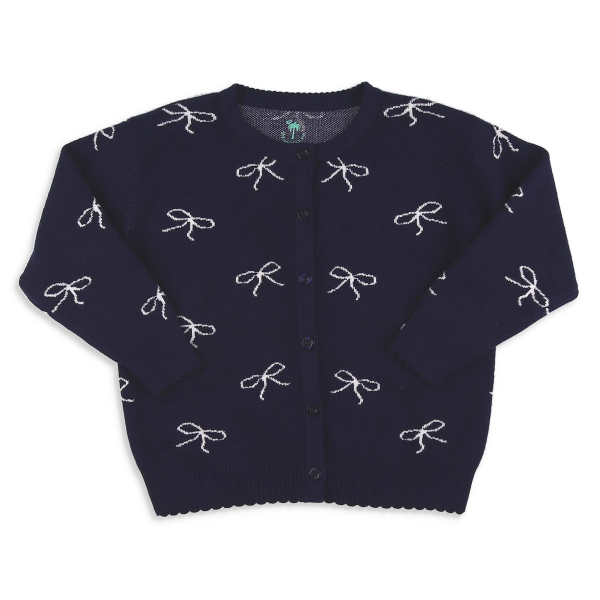 Girls Bow Sweater - Navy