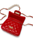 Pearl Closure Quilted Purse Black