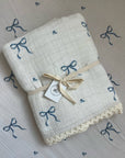 Blue Bows Cotton Gauze Crib Sheet
