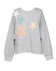 L/S SWEATSHIRT WITH FAUX FUR STAR APPLIQUES