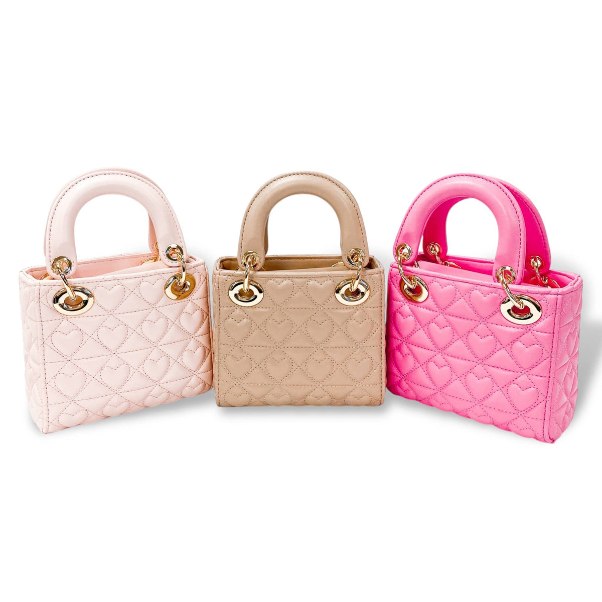 Heart-Quilted Bag Fushia