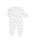 Blue Balloons Print Zipper Footie