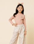 Vintage Flower Wide Pants -Pink