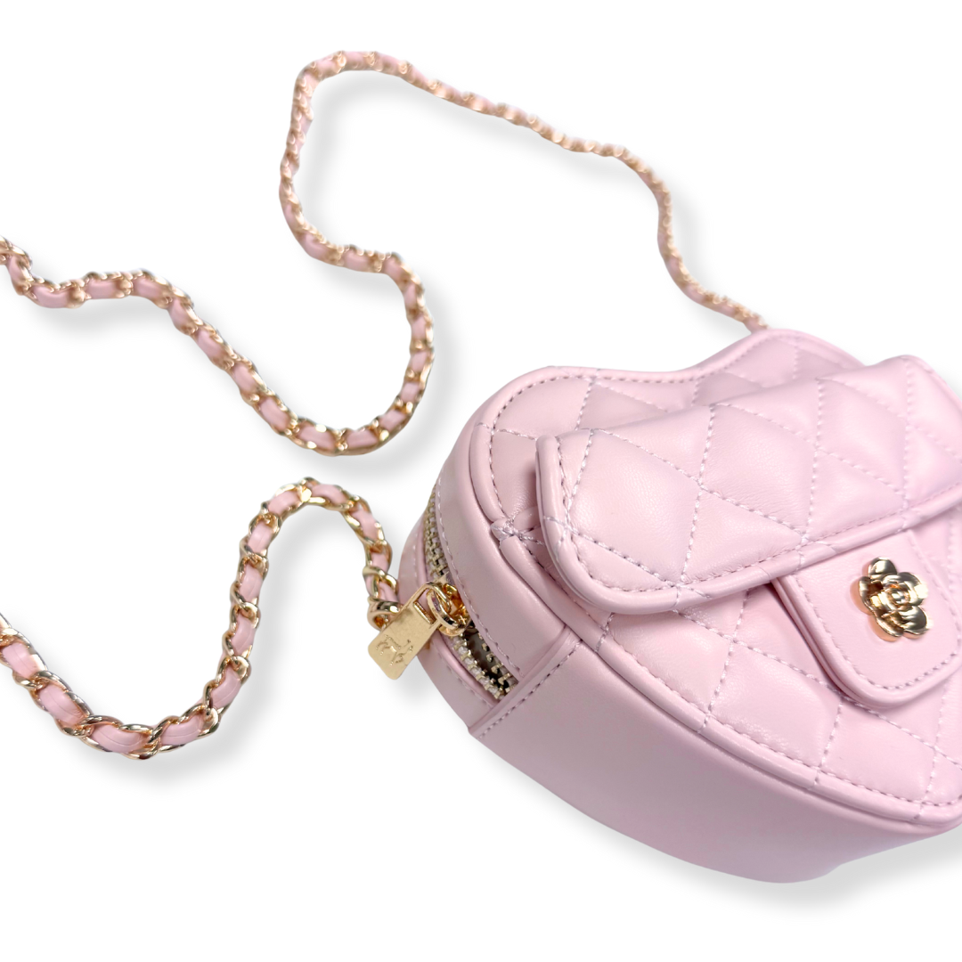Quilted Leather Heart Purse Pink