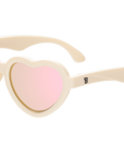 Sweet Cream Polarized Heart Sunglasses with Mirrored Lens