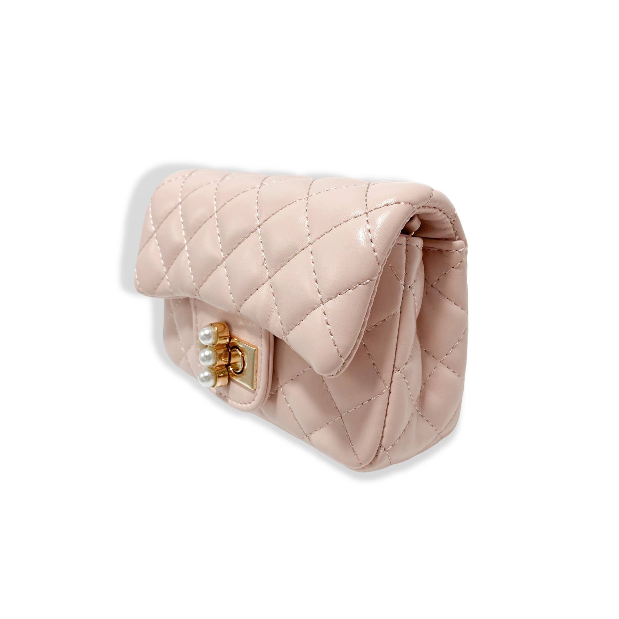Pearl Closure Quilted Purse Black