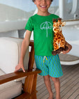 Recycled Cotton Blue Checkered Kid Short