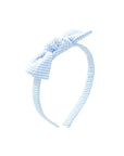 Seersucker Bow Headband in Blue/White