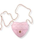 Quilted Leather Heart Purse Pink