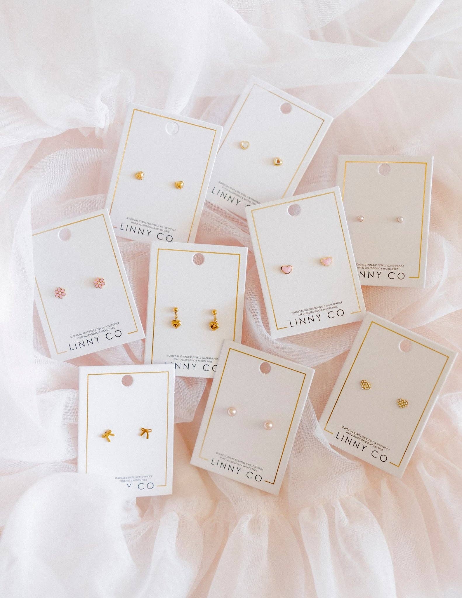 Screwback Stud Earrings - Nora Heart Pink