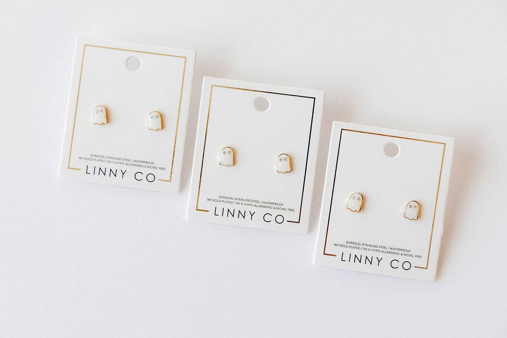 Screwback Stud Earrings - Ghost