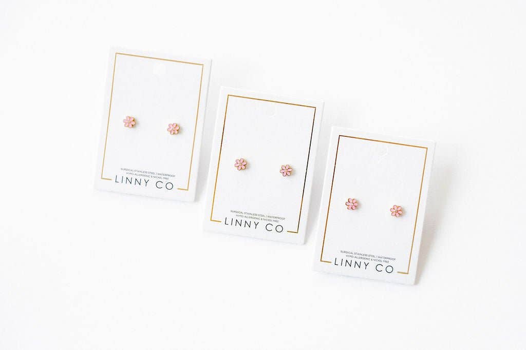 Screwback Stud Earrings - Alli Pink