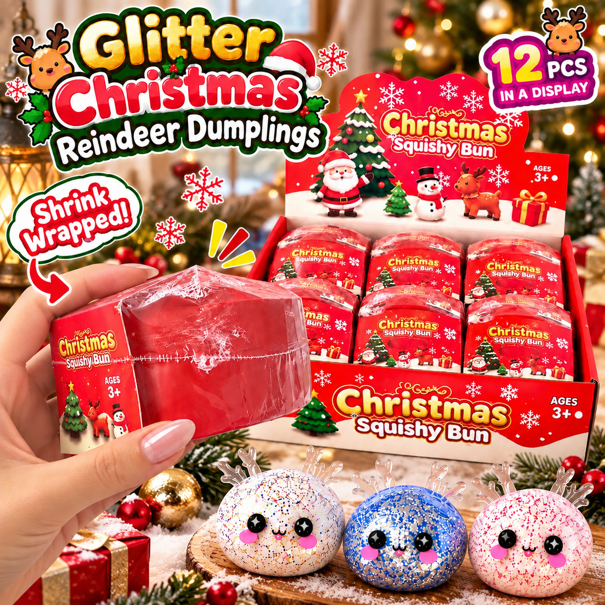 Glitter Christmas Reindeer Dumplings — Individually Wrapped