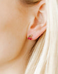 Screwback Stud Earrings - Cherry