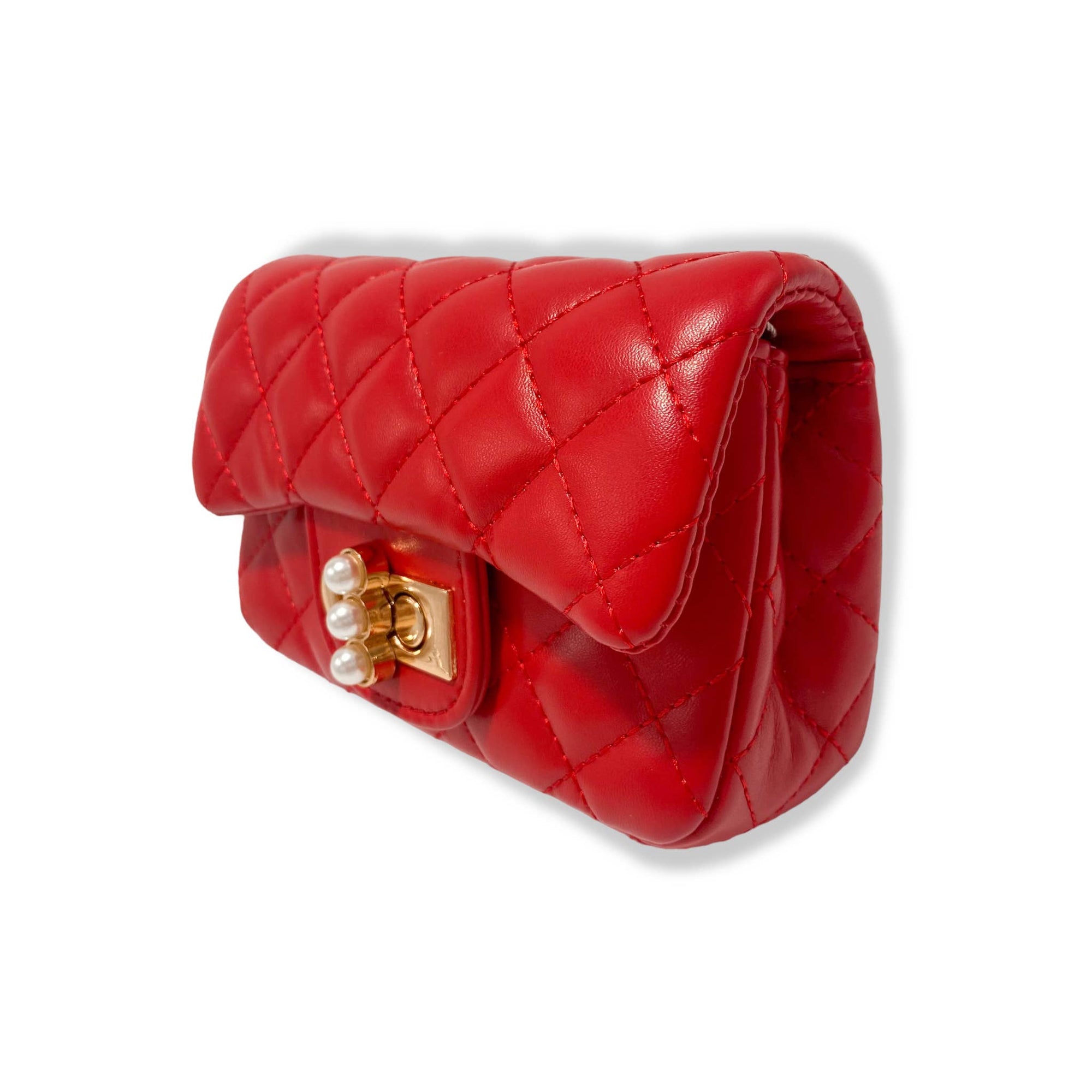 Pearl Closure Quilted Purse Black
