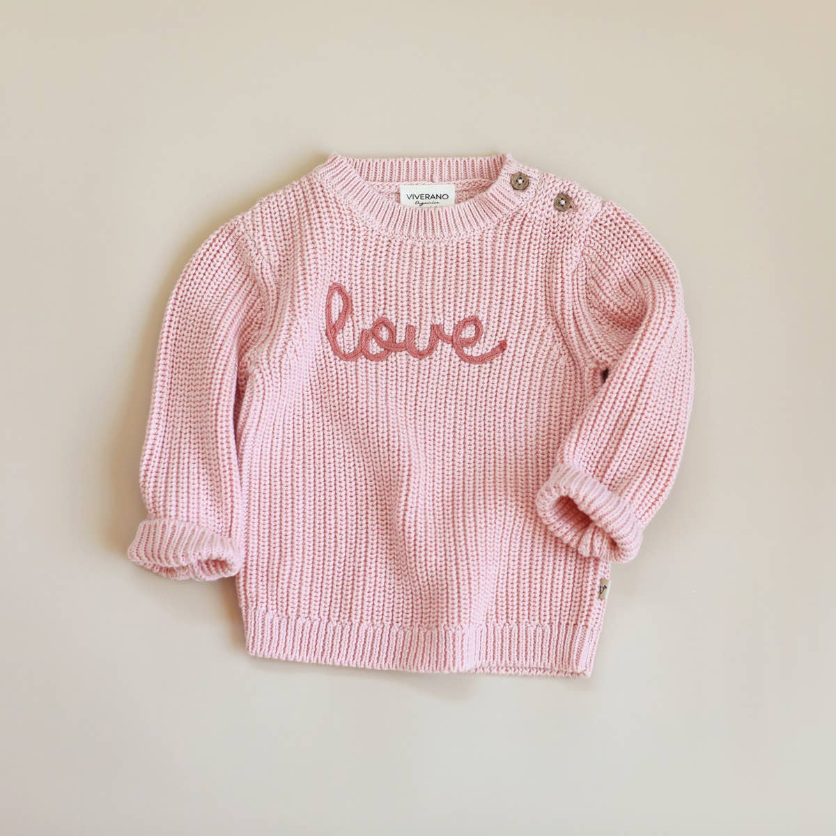 Love Embroidered Sweater Knit Baby Pullover (Organic Cotton)