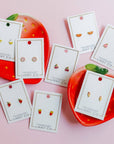 Screwback Stud Earrings - Cherry