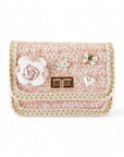 Floral Brooch Tweed Purse