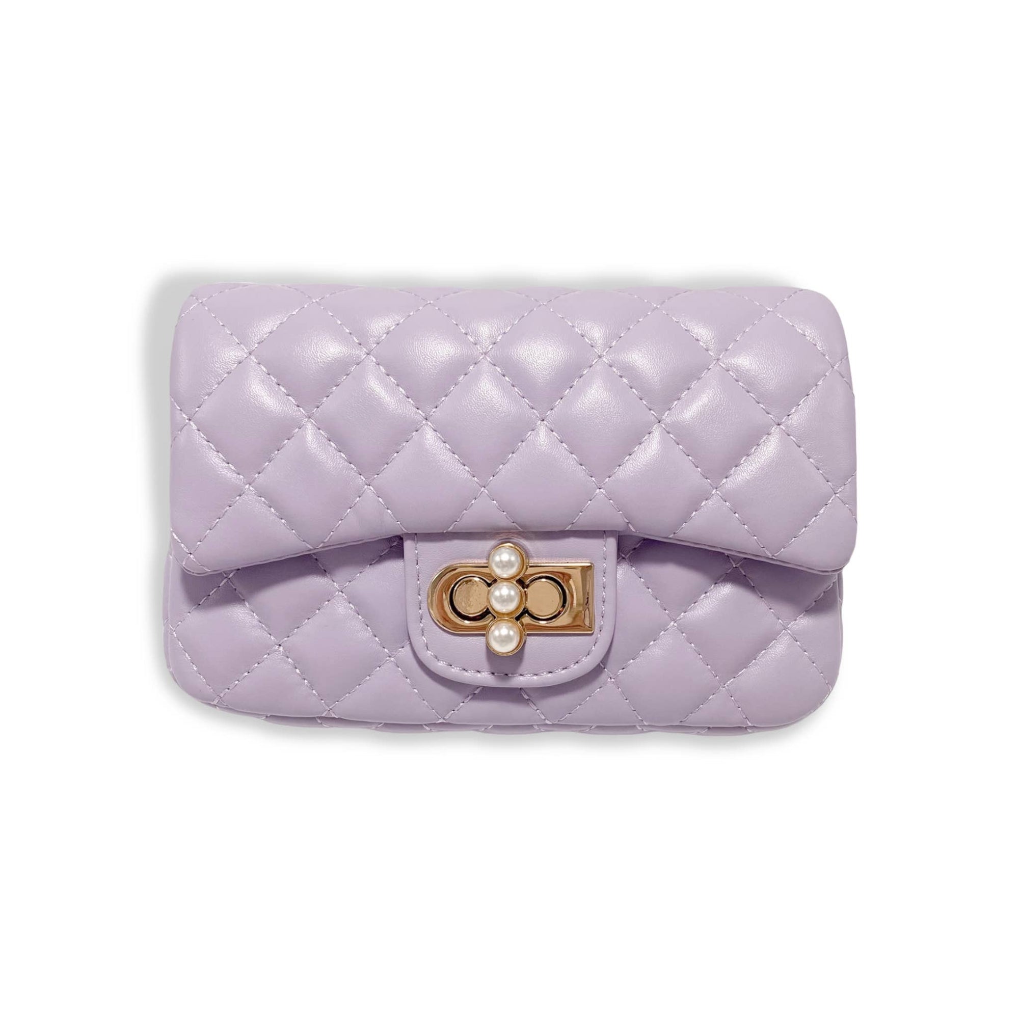 Pearl Closure Quilted Purse Black
